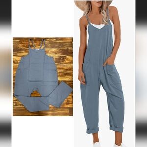 Casual Harem Jumpsuit In Blue